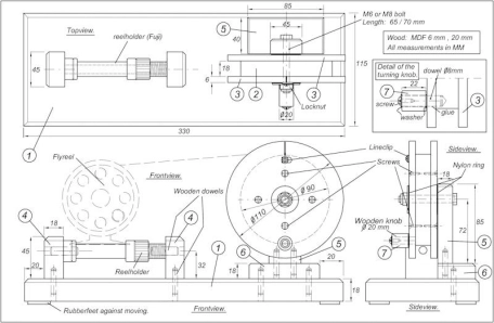 The detail-drawing for the MDF wood line winder project The detail-drawing for the MDF wood line winder project