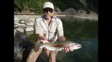 Video thumb for 60 cm rainbow on Tenkara rod.