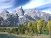 Computer screen wallpaper: The Teton Mountains in Grand Teton National Park (Wyoming).