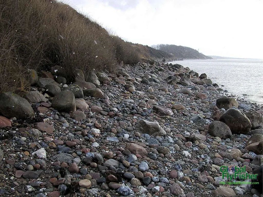 Computer screen wallpaper: Typical Danish beach in January